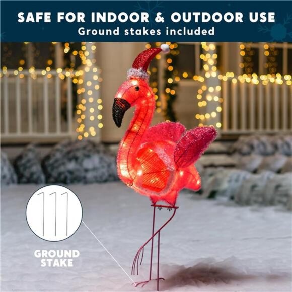 Flamingo Christmas Decoration, 30 LED Warm White Yard Light for Xmas Event Decor - Picture 2 of 8